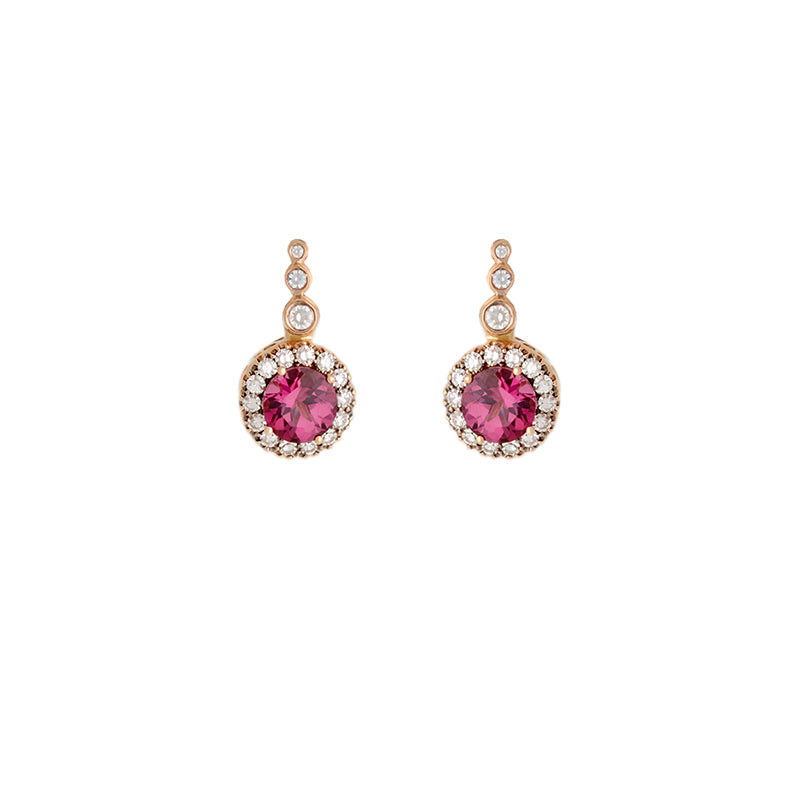 Beirut Earrings - Rhodolites - Diamonds