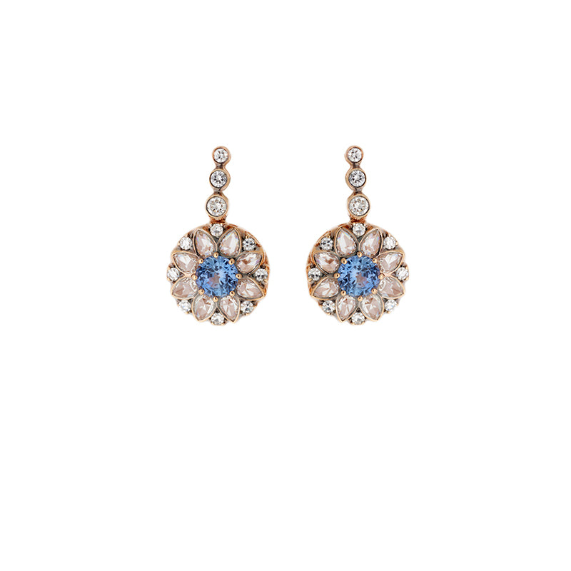 Beirut Rosace Boucle d'oreilles - Saphirs Bleus - Diamants