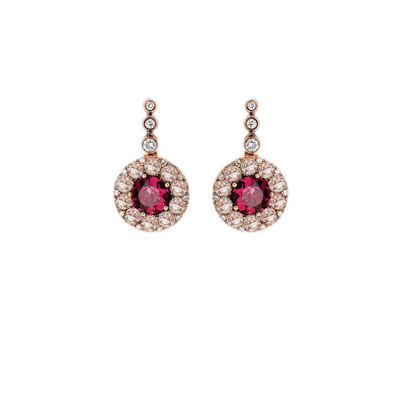 Beirut Rosace Earrings - Rhodolites - Diamonds