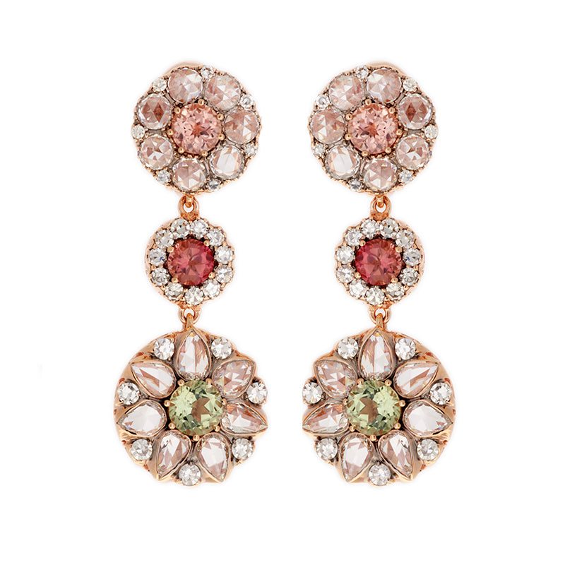 Beirut Rosace Earrings - Tourmalines - Diamonds