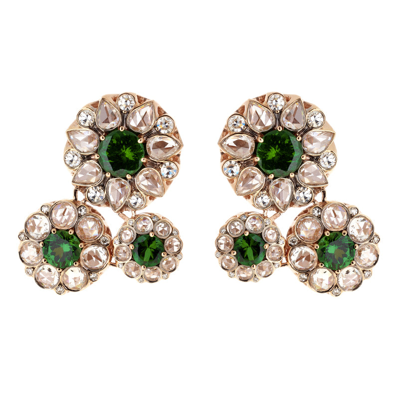Beirut Rosace Earrings - Tsavorite - Diamonds