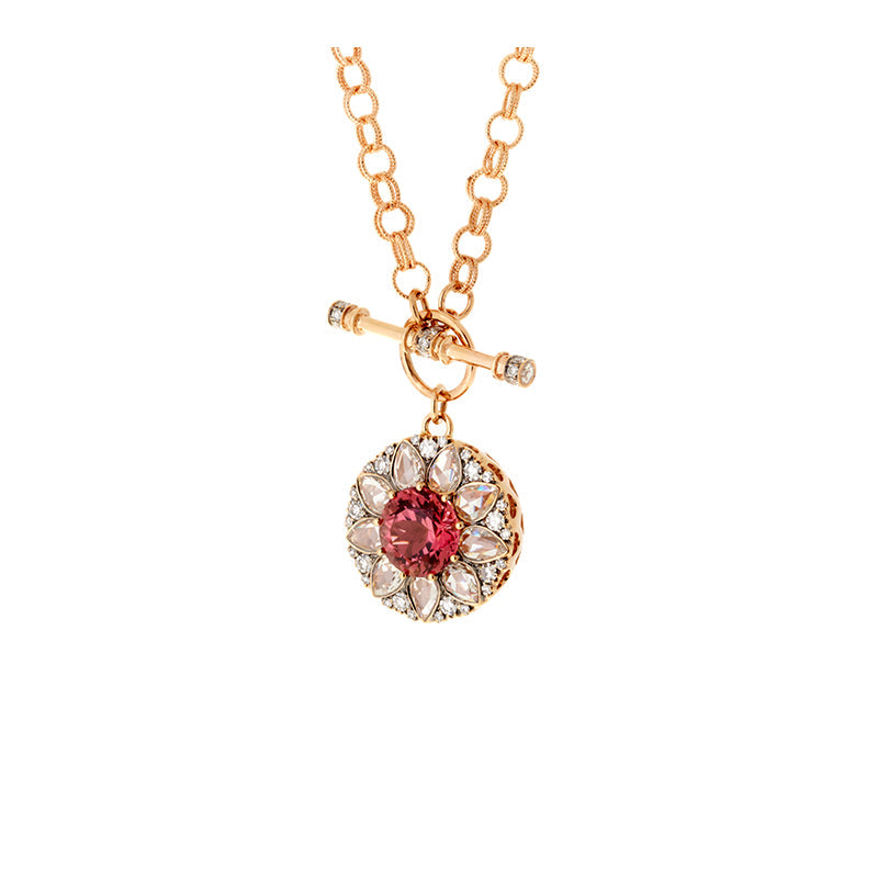 Beirut Rosace Collier - Tourmaline Rose - Diamants