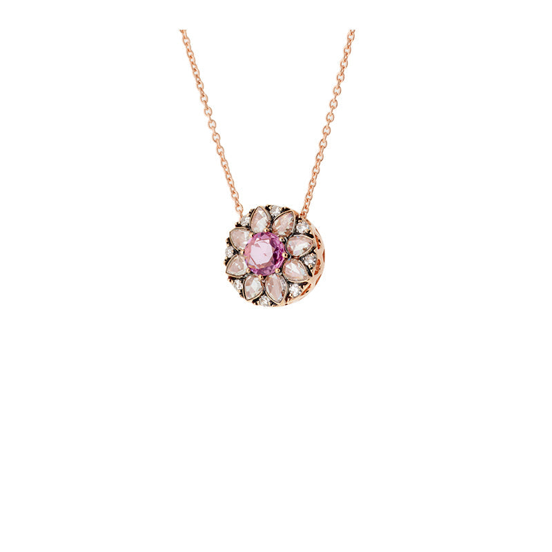 Beirut Rosace Pendant - Pink Sapphire - Diamonds