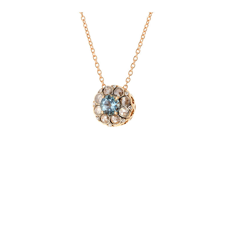 Beirut Rosace Pendant - Aquamarine - Diamonds