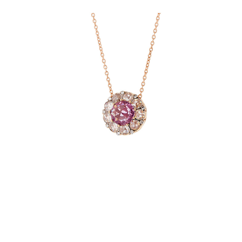 Beirut Rosace Pendentif - Saphir Rose - Diamants