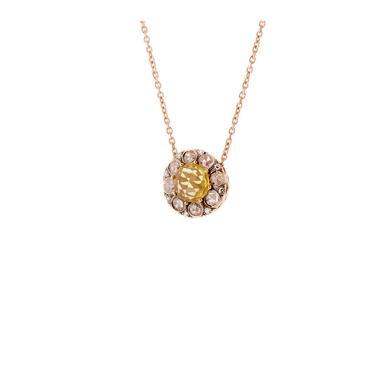 Beirut Rosace Pendentif - Saphir Jaune- Diamants