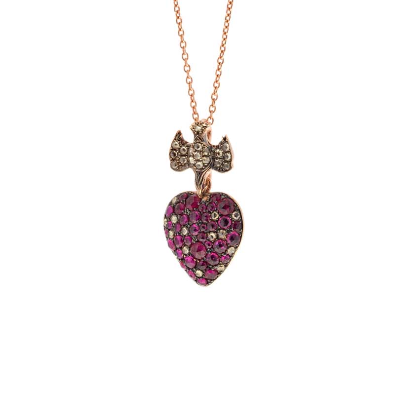 Heart Pendant - Rubies - Diamonds