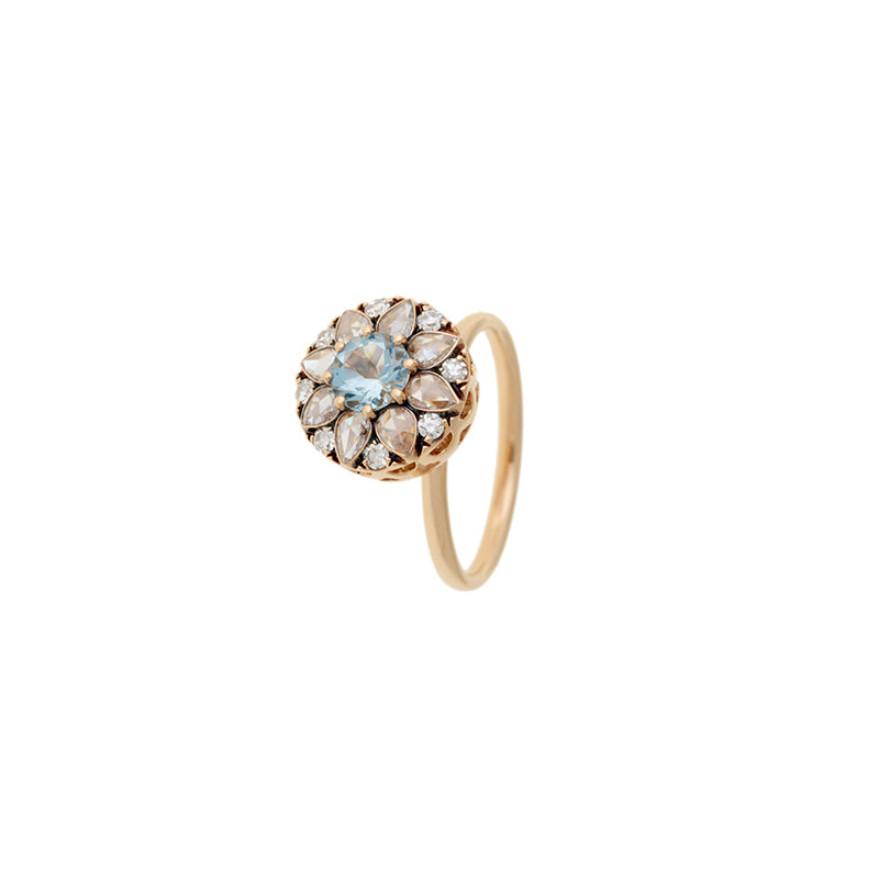 Beirut Rosace Ring - Aquamarine - Diamonds