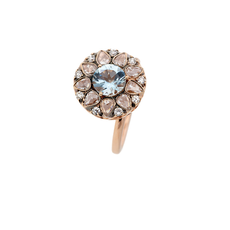 Beirut Rosace Ring - Aquamarine - Diamonds