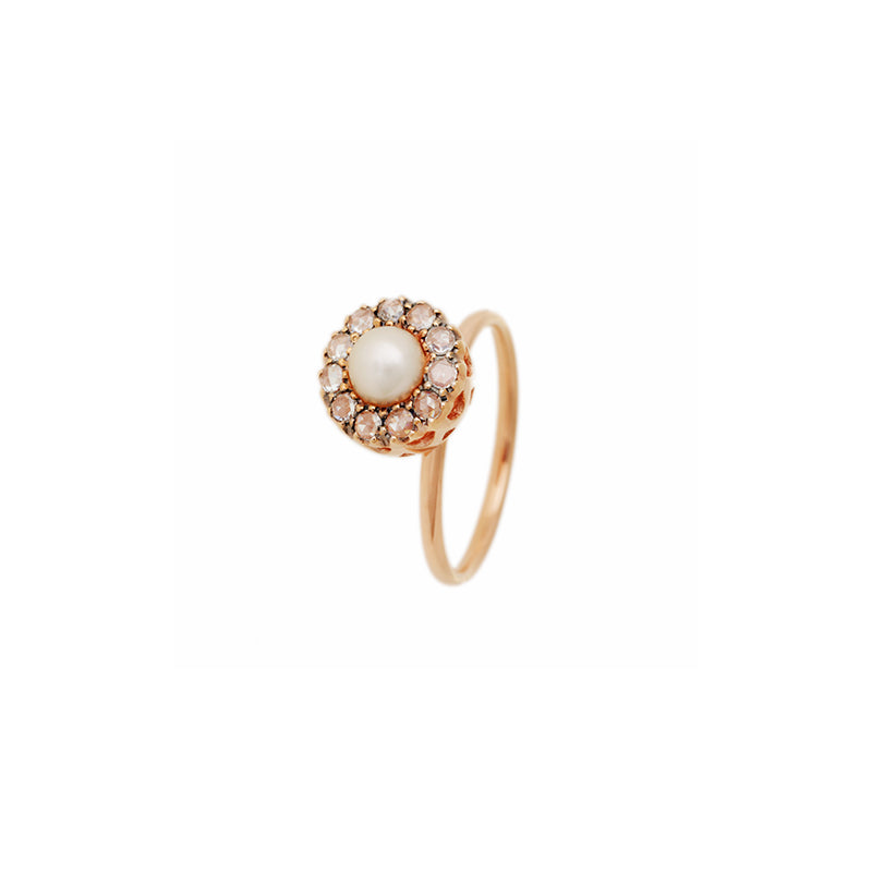 Beirut Rosace Ring - Pearl - Diamonds