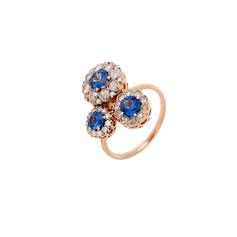 Beirut Rosace Ring - Blue Sapphires - Diamonds