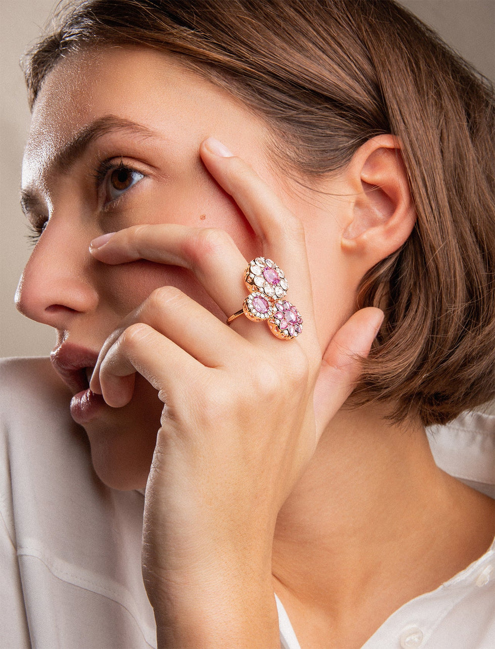 Beirut Rosace Ring - Pink Sapphires - Diamonds