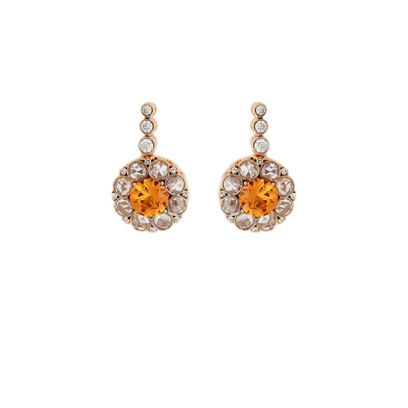 Beirut Rosace Earrings - Spessartines - Diamonds