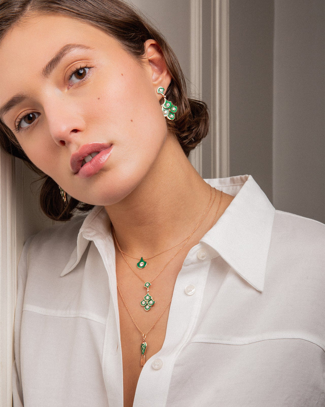 Fish For Love Boucles d'oreilles Vertes - Diamants