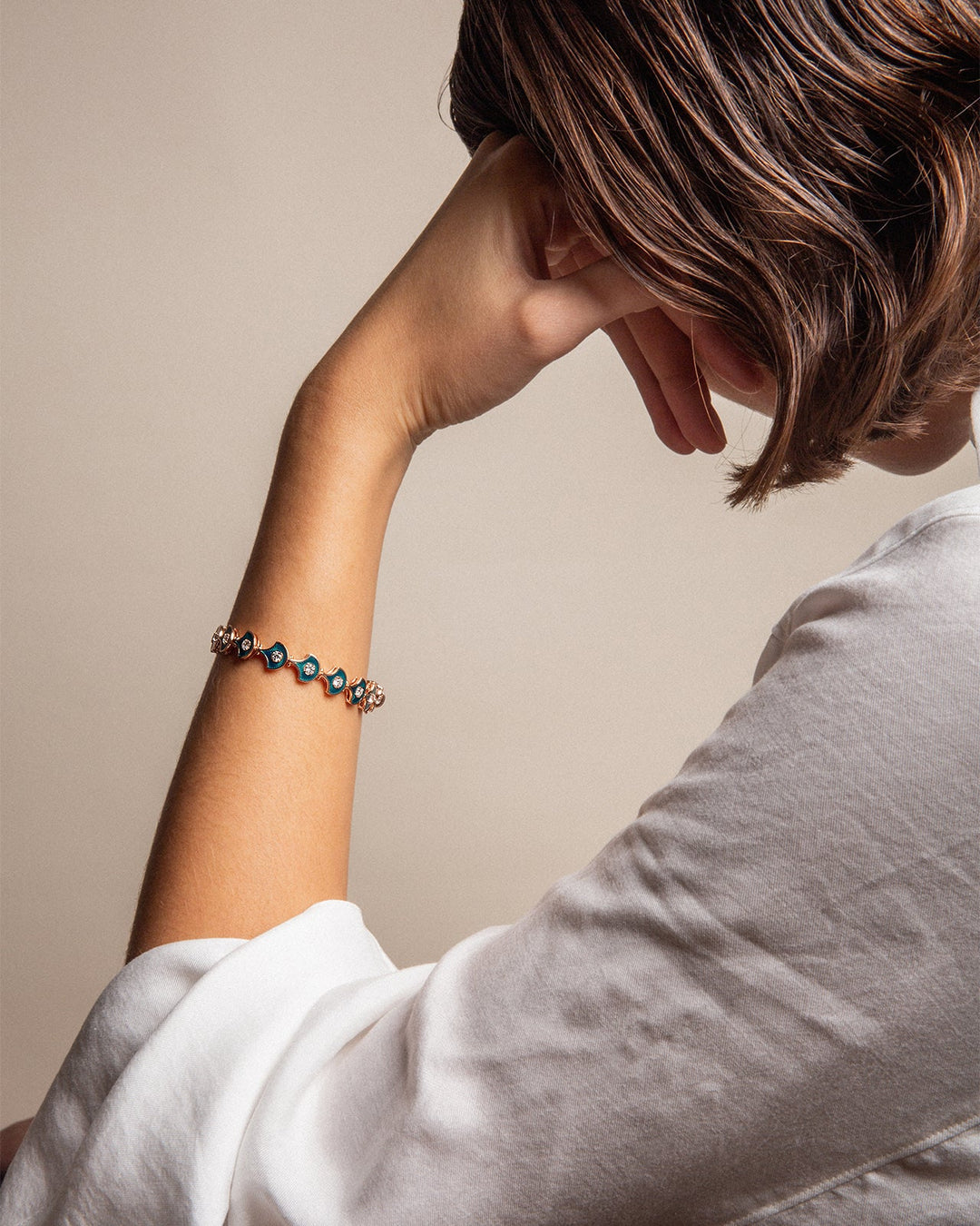 Fish For Love Scales Petrol Bracelet - Diamonds