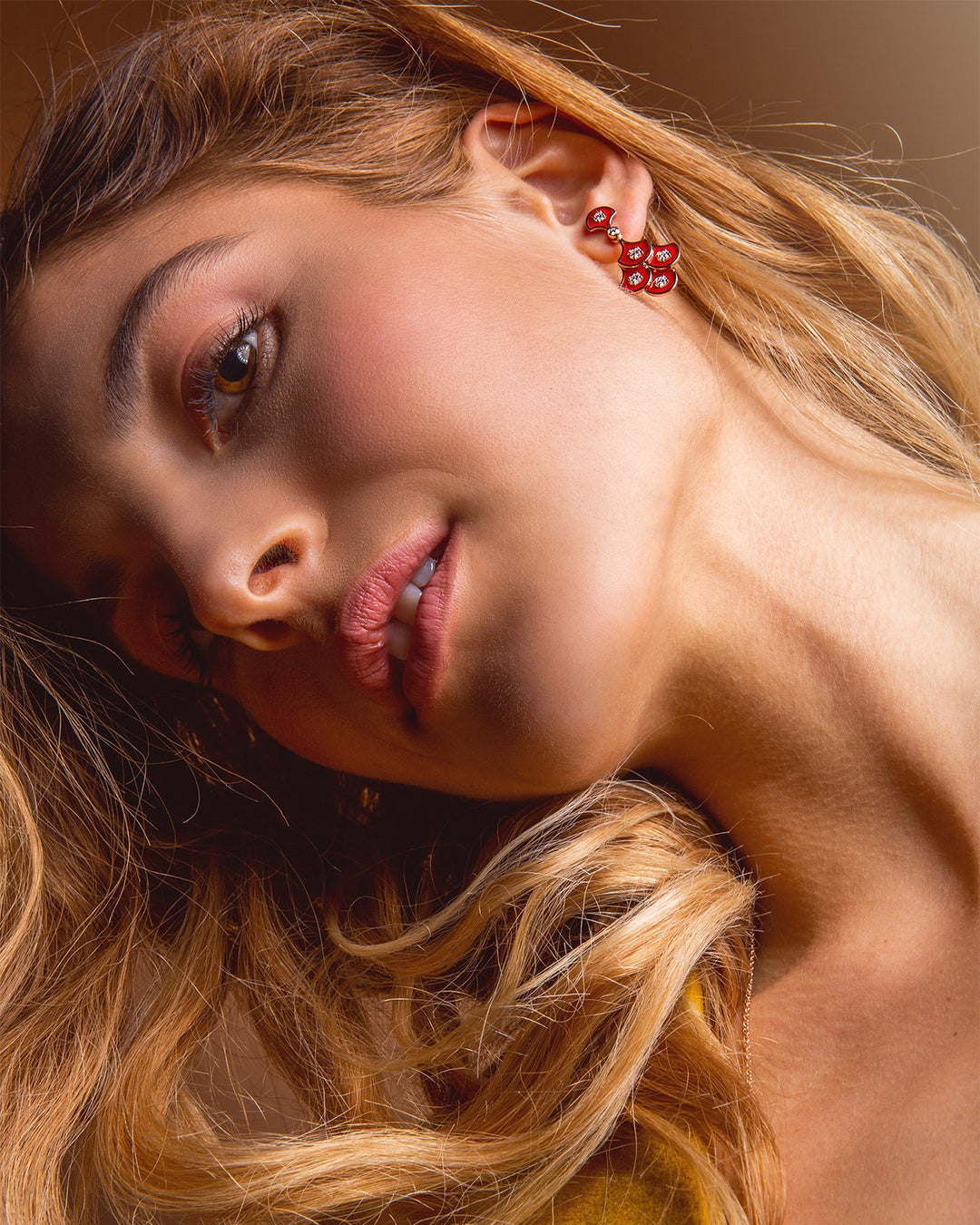 Fish For Love Rouge rouille Boucles d'oreilles - Diamants