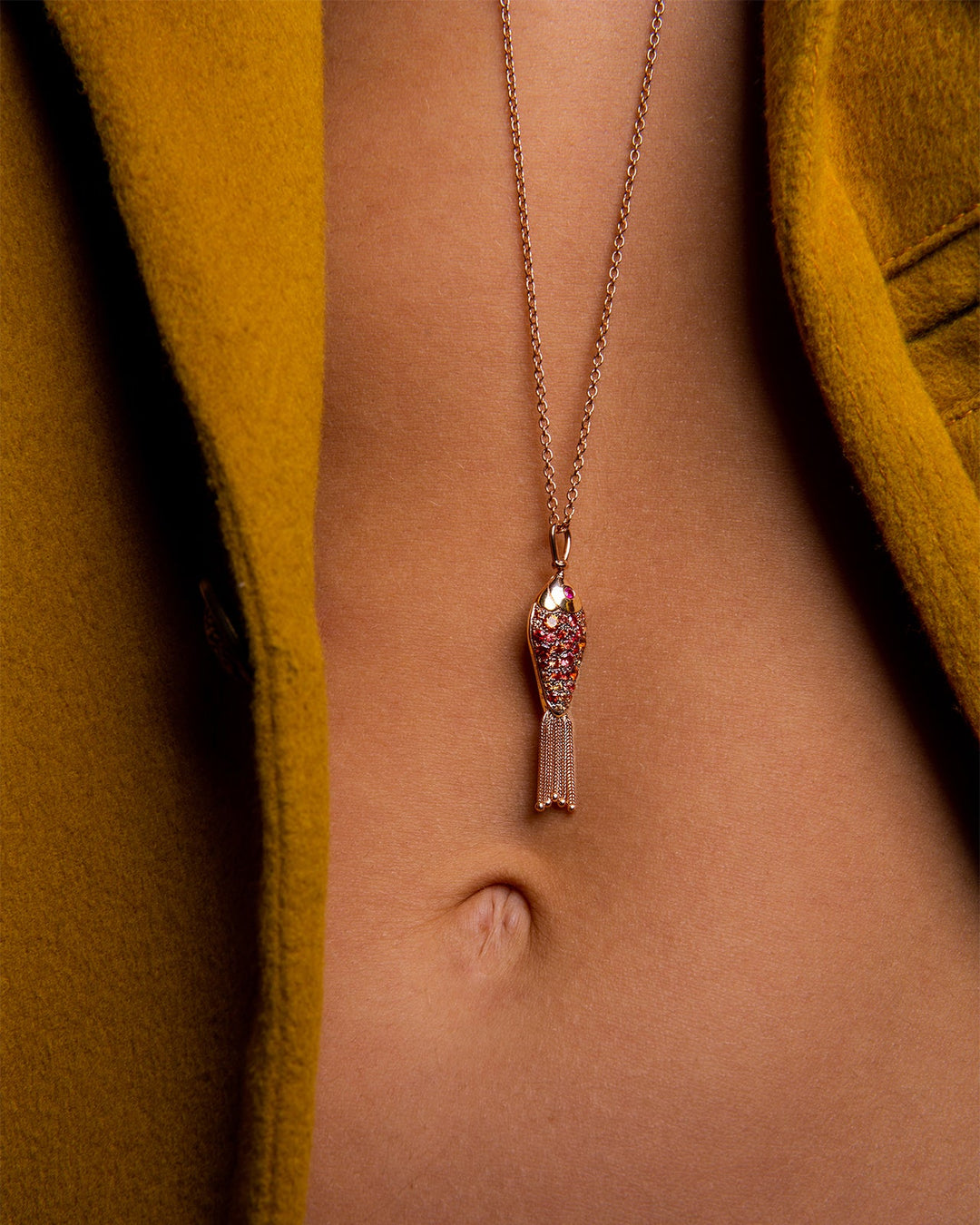 Fish For Love Pendant Coral - Yellow & Orange Sapphires