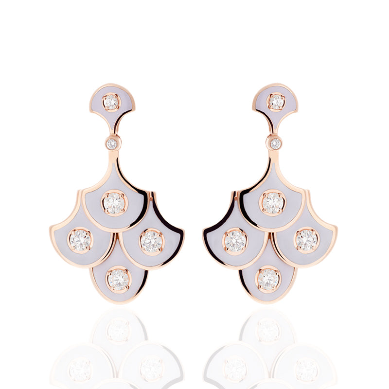 Fish For Love Scales Lilac Earrings - Diamonds