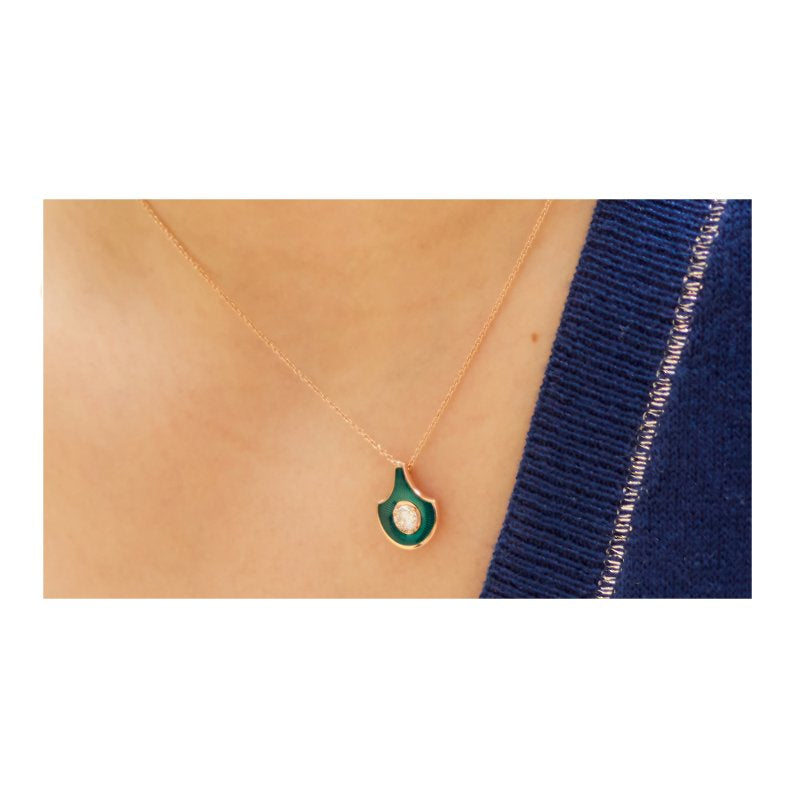 Fish For Love Scale Petrol Pendant - Diamond