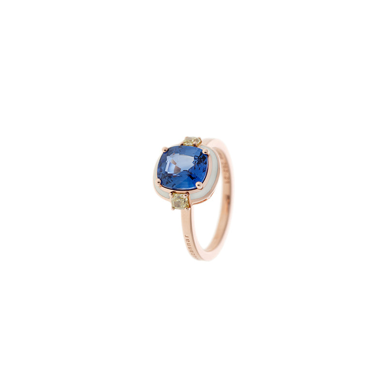 Gemma Ring - Blue Sapphire - Yellow Diamonds