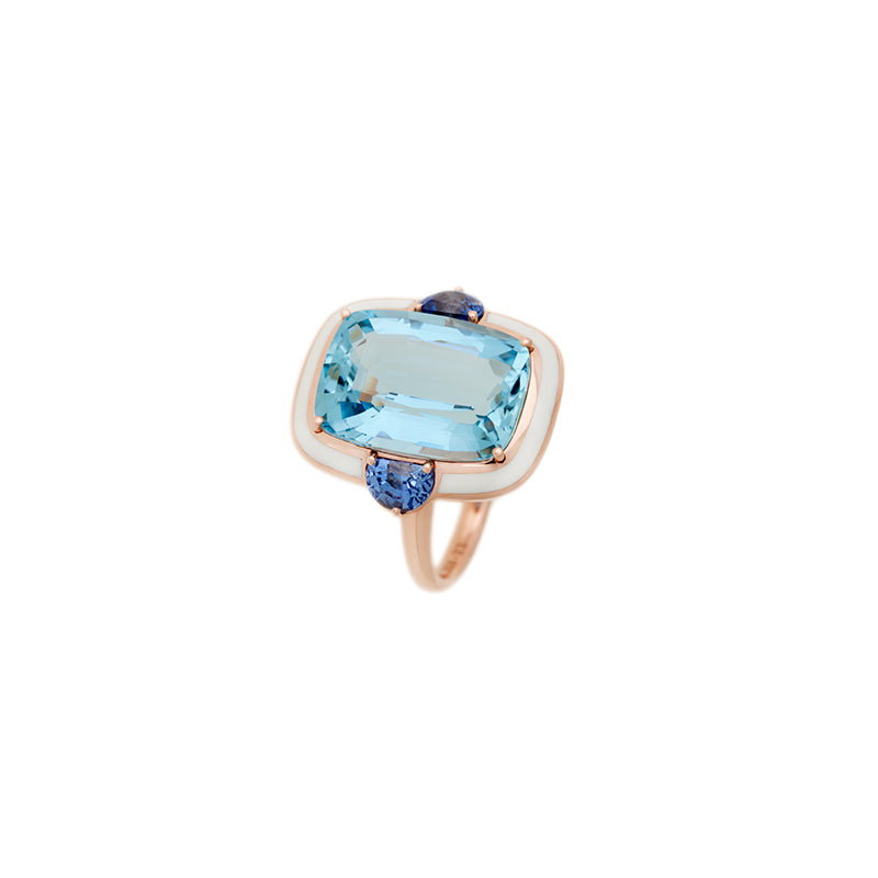Gemma Ring - Aquamarine - Blue Sapphires