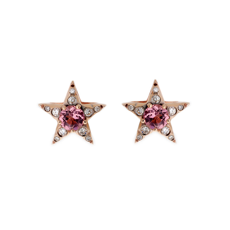 Istanbul Earring - Pink Tourmalines - Diamonds
