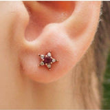 Istanbul Earring - Rhodolite - Diamonds