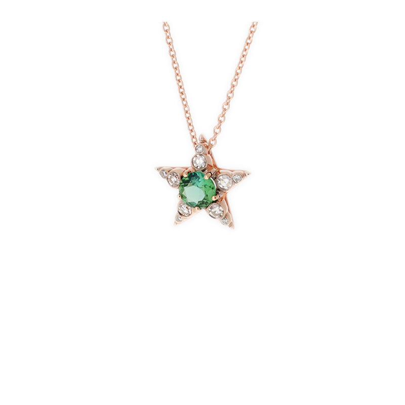 Istanbul Pendant - Mint Green Tourmaline - Diamonds