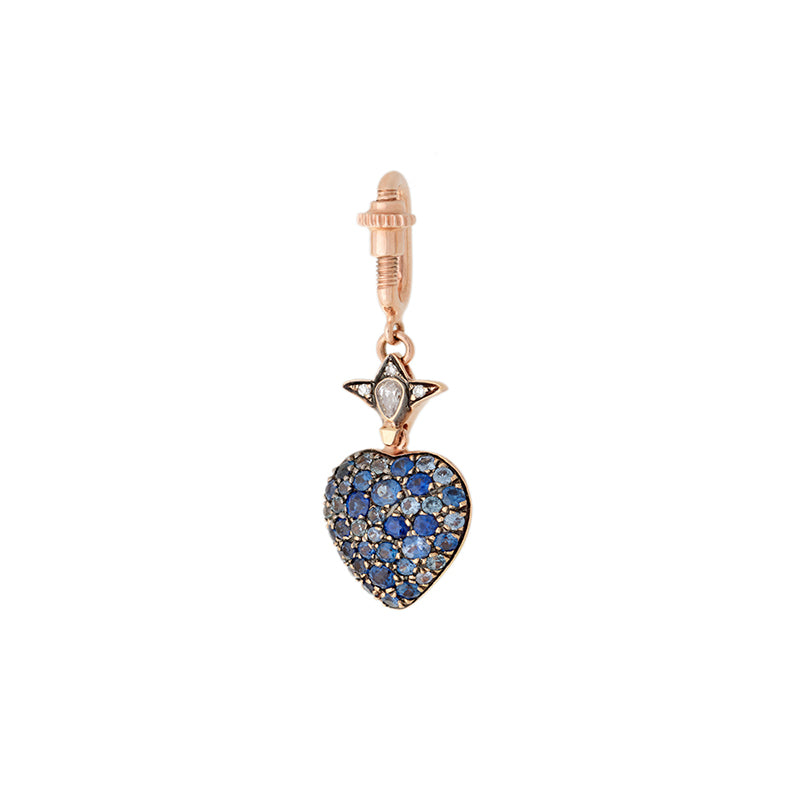 Beirut Heart Charm - Blue Sapphires - Diamonds