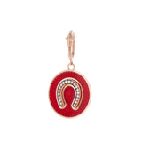 Médaille Fer à Cheval Rouge Rouille - Diamants