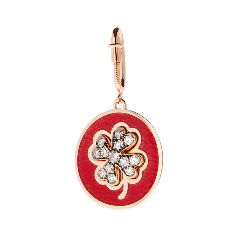 Médaille Trèfle Rouge Rouille - Diamants