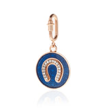 Médaille Fer à Cheval Bleu Marine - Diamants