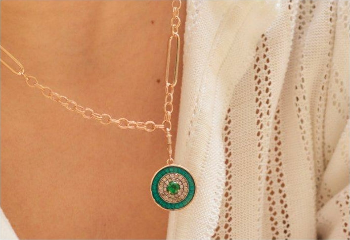 Charm Petrol Eye - Tsavorite - Brown Diamonds