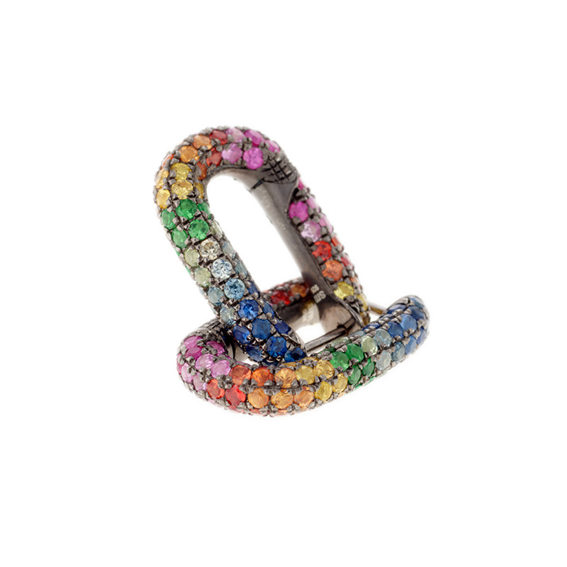 Link Earring - Colored Sapphires - Tsavorites