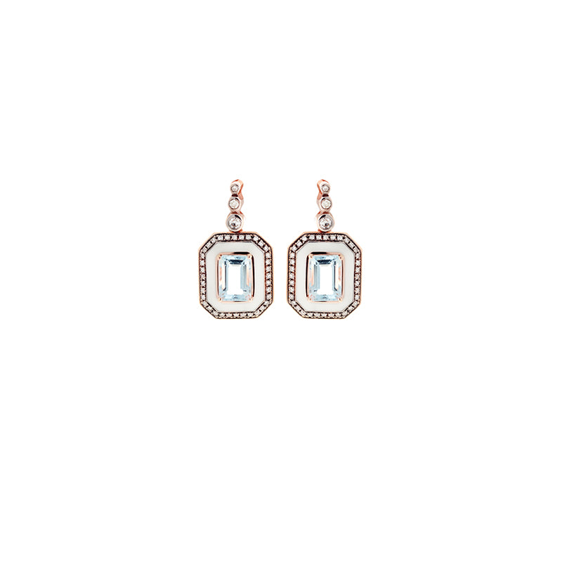 Mina Boucles d'oreilles en ivoire - Aigue-Marine - Diamants