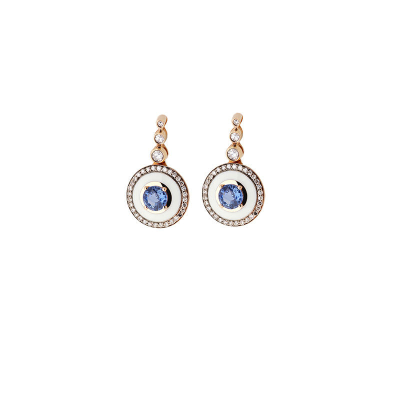 Mina Boucles d'oreilles en ivoire - Saphirs bleus - Diamants