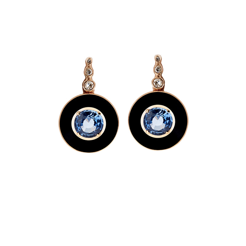 Mina Black Earrings - Sapphires
