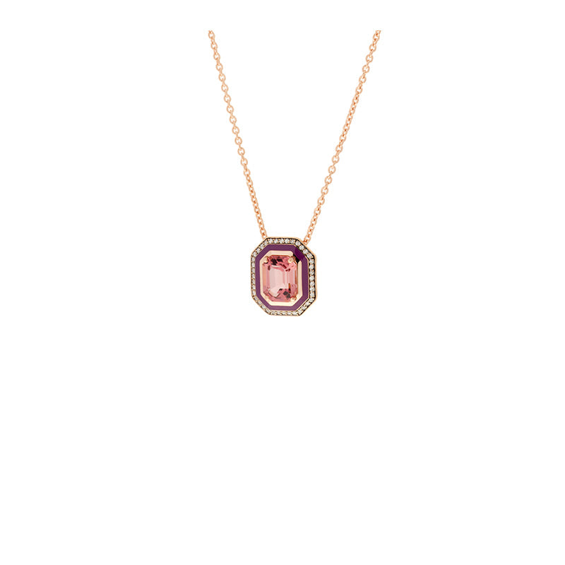 Mina Raspberry Pendant - Pink Tourmaline - Diamonds