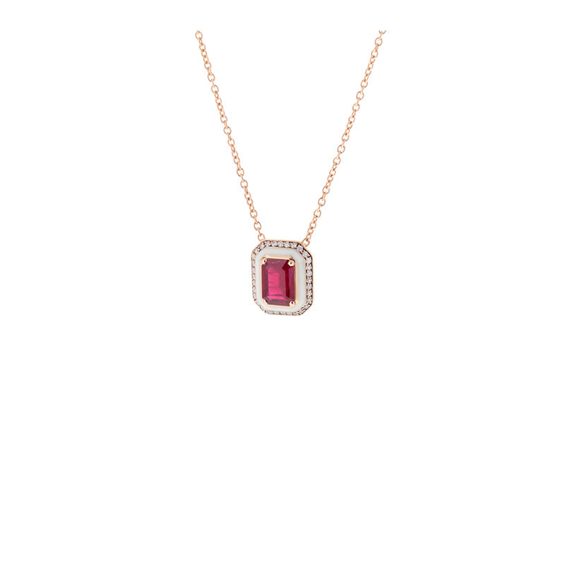 Mina Ivory Pendant - Ruby - Diamonds