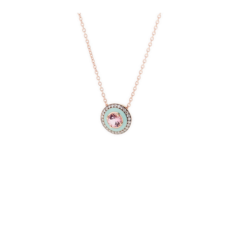Mina Mint Green Pendant - Pink Tourmaline - Diamonds