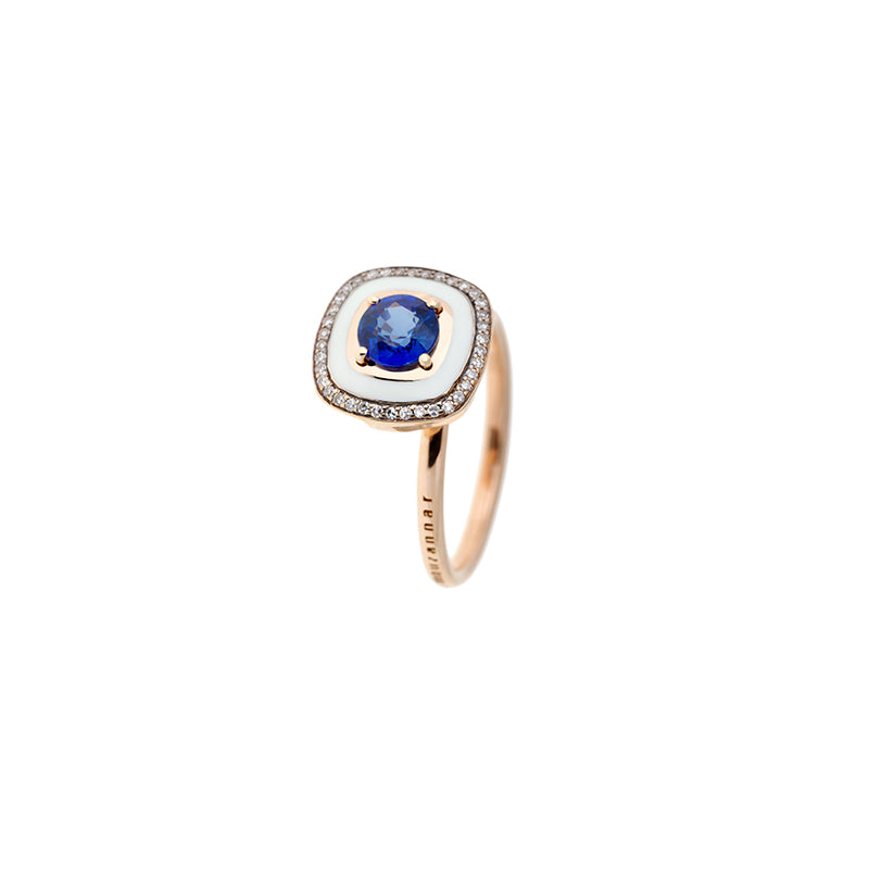 Mina Bague ivoire - Saphir bleu - Diamants