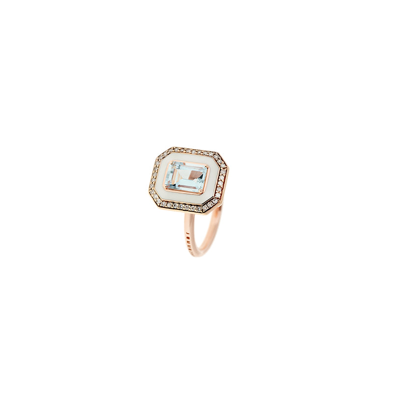 Mina Ivory Ring - Aquamarine - Diamonds