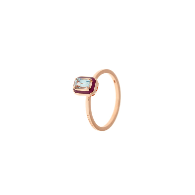 Bundle of Mina Ivory & Raspberry Rings - Rhodolite - Aquamarine