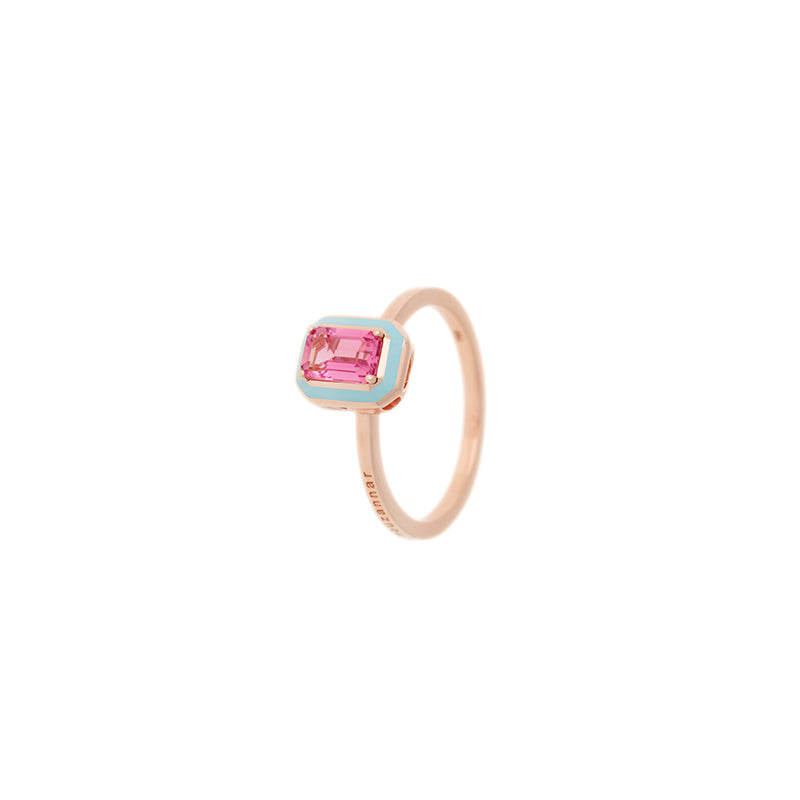 Mina Light Blue Ring - Pink Tourmaline