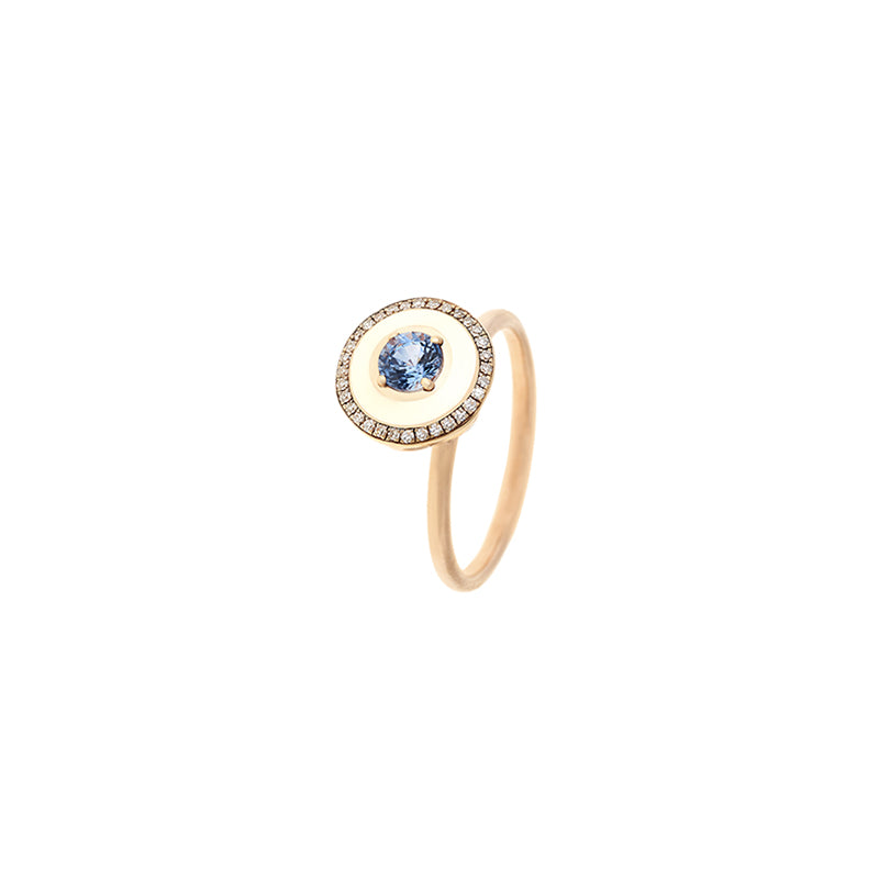 Mina Ivory Ring - Blue Sapphire - Diamonds