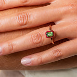 Mina Raspberry Ring - Green Tourmaline