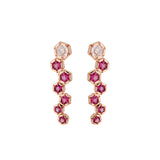 Rose de France Earrings - Rhodolites - Diamonds