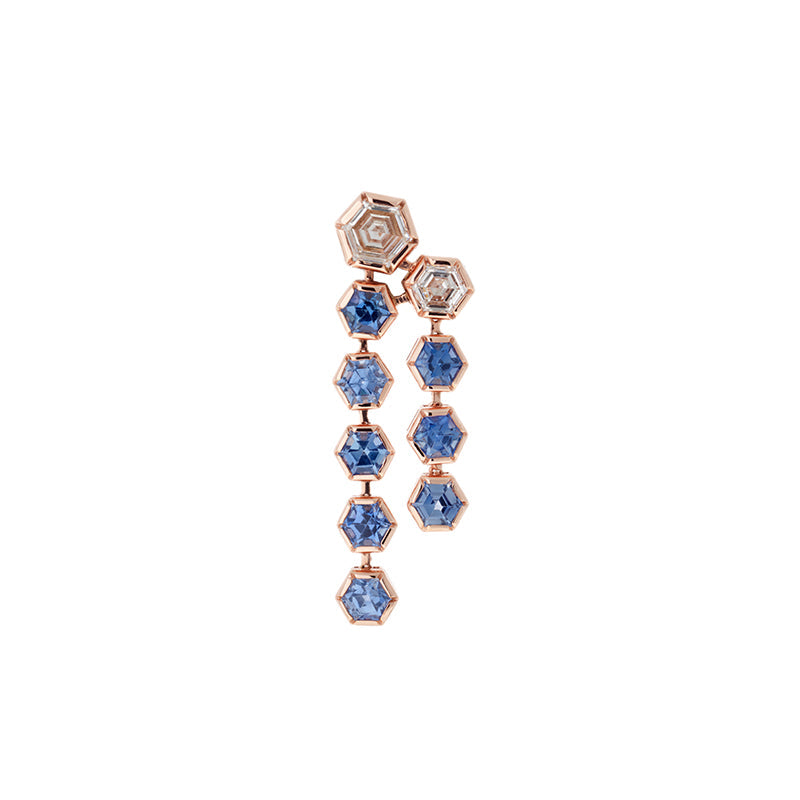 Rose de France Earring - Blue Sapphires - Diamonds