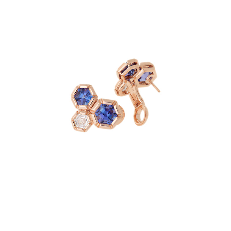 Rose de France Earrings - Tanzanites - Diamonds