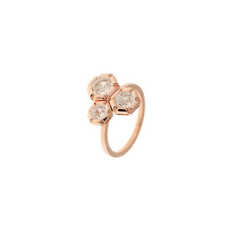 Louis Vuitton Color Blossom Mini Sun Ring, Pink Gold and Diamonds. Size 55